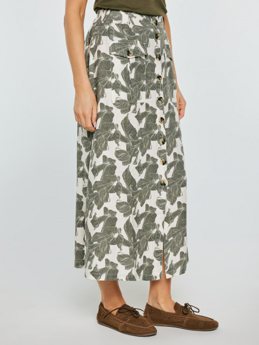 Biela midi sukňa so vzorom ROLIANA 000